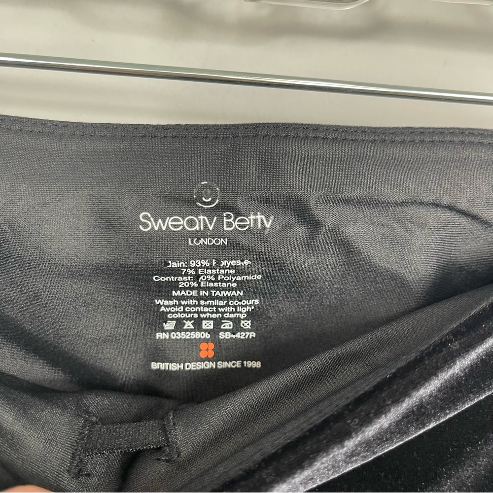 Sweaty Betty Velvet High Waisted Rise Leggings Side Stipe Velour Pants Black S - Picture 13 of 16